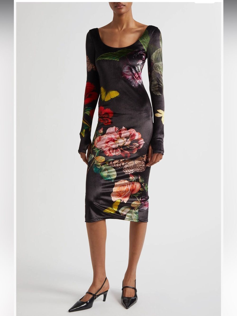 ALICE + OLIVIA Delora Velvet Midi Dress-